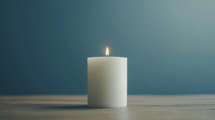 Soft Glow of a Candle on Wooden Table