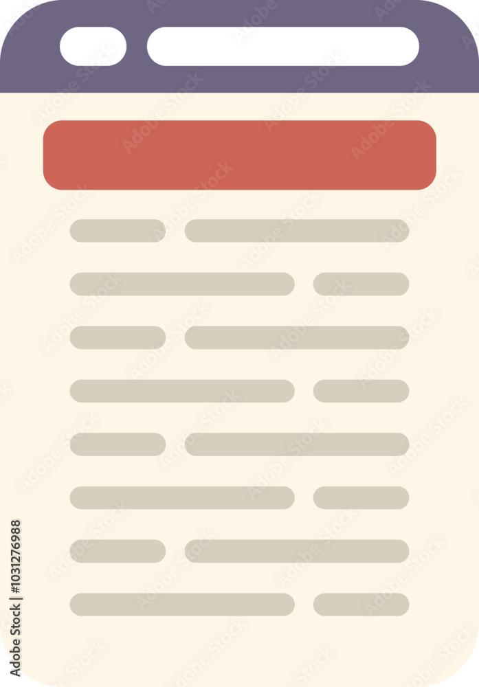 Poster mobile phone displaying a website page with a headline and text content, perfect for representing on