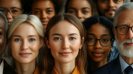 Fototapeta premium A diverse group of people posing together, showcasing unity and diversity.