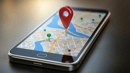 Smartphone Map with Location Marker and GPS Feature