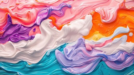 Abstract colorful paint swirls creating vibrant texture
