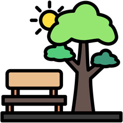 Green Space flat lineal multi color icon, use for UI, UX, app and web development, digital or print. for industry, education, construction, transportation, environment, urban planning theme.