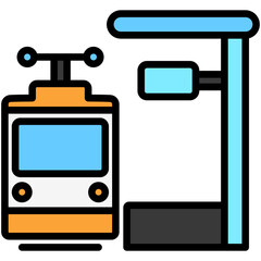 Metro Station flat lineal multi color icon, use for UI, UX, app and web development, digital or print. for industry, education, construction, transportation, environment, urban planning theme.