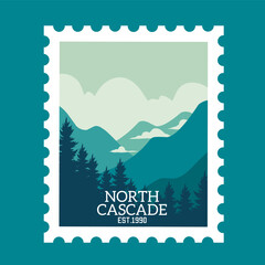 North Cascade Mountain Stamp Perfect for apparel, stickers, etc