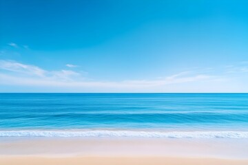 Obraz premium Stunning Coastal Seascape with Turquoise Ocean and Bright Blue Sky on Sunny Vacation Day