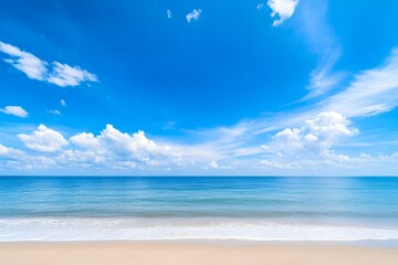 Obraz premium Stunning Tranquil Beach Scene with Serene Azure Ocean and Cloudless Sky