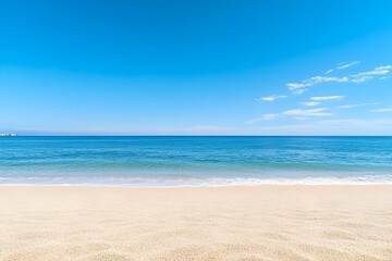 Breathtaking Beach Panorama with Tranquil Ocean and Pristine Sand