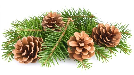 A beautifully detailed close-up of a fir cone, showcasing its intricate natural texture and organic beauty. The cone is perfectly shaped with a rich brown color, its scales delicately arranged 