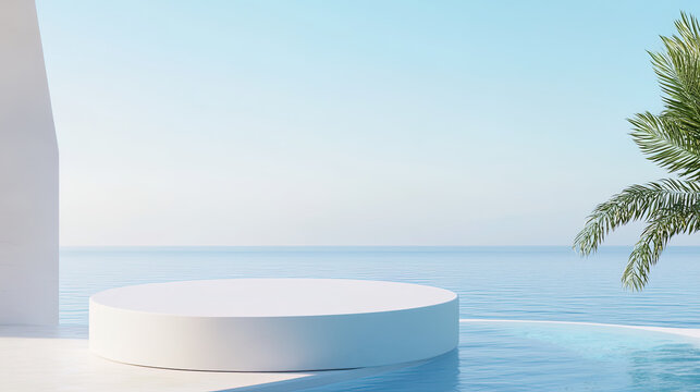 A podium on the beach, promotion background for e-commerce 