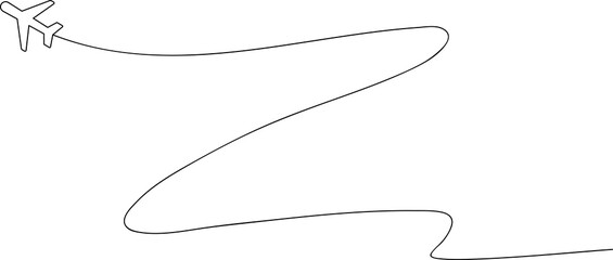 Airplane line path icon, airline, flight