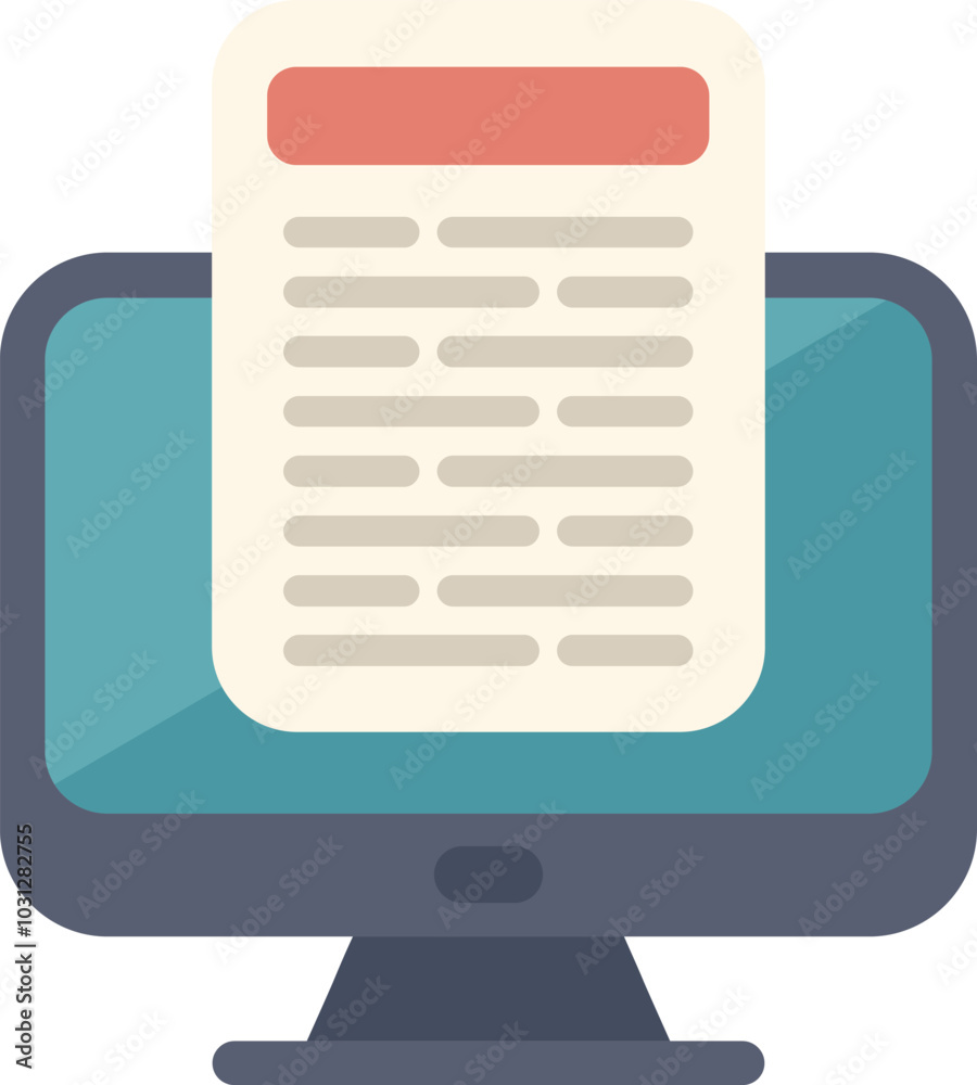 Poster desktop computer is showing an important document for online communication, emphasizing the concept 