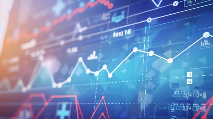 Close-up of a digital screen showing a line graph with both upward, downward trends. medical research,diagnosis, treatment, cure,hope, optimism, challenge, struggle,cancer research,setbacks