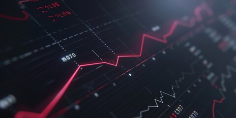 Fototapeta premium Close-up of a digital screen showing a line graph with both upward, downward trends. medical research,diagnosis, treatment, cure,hope, optimism, challenge, struggle,cancer research,setbacks