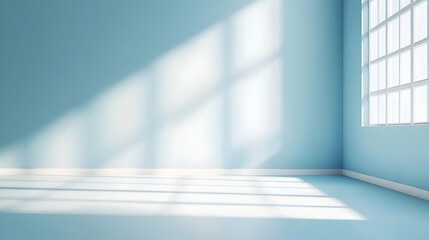 Obraz premium Bright and airy minimal interior with large window and natural sunlight shining through the room