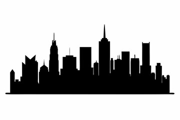 Obraz premium Chicago City Skyline Silhouette, City buildings black Silhouette vector 