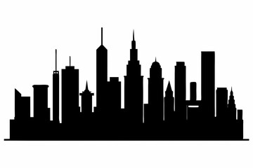Fototapeta premium Chicago City Skyline Silhouette, City buildings black Silhouette vector 