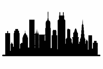 Obraz premium Chicago City Skyline Silhouette, City buildings black Silhouette vector 