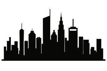 Obraz premium Chicago City Skyline Silhouette, City buildings black Silhouette vector 