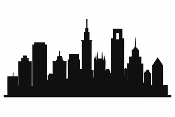Fototapeta premium Chicago City Skyline Silhouette, City buildings black Silhouette vector 