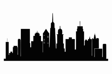 Fototapeta premium Chicago City Skyline Silhouette, City buildings black Silhouette vector 