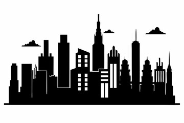 Naklejka premium Chicago City Skyline Silhouette, City buildings black Silhouette vector 