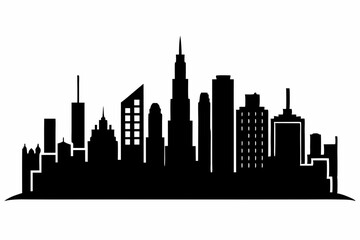Obraz premium Chicago City Skyline Silhouette, City buildings black Silhouette vector 