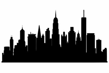 Fototapeta premium Chicago City Skyline Silhouette, City buildings black Silhouette vector 