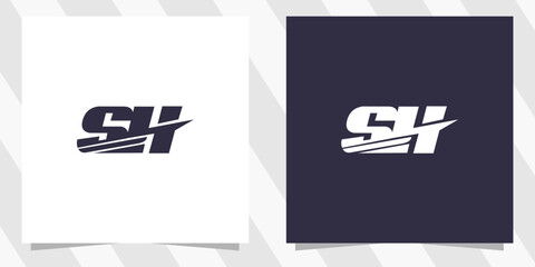 letter sh hs logo design