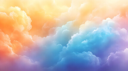 Soft, colorful clouds in a dreamy sky at sunset or sunrise.