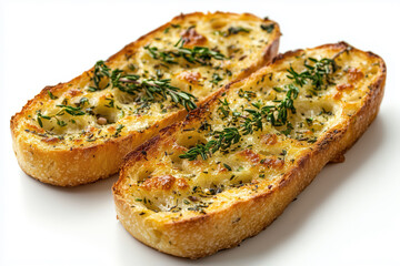 Garlic bread isolated on white background.