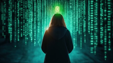 Futuristic digital matrix background with glowing green binary codes data flow and technological concepts  Representing the digital intelligence machine learning and the future of technology