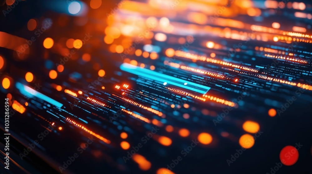 Poster mesmerizing abstract digital lights and particles in motion a captivating backdrop for tech cyber an