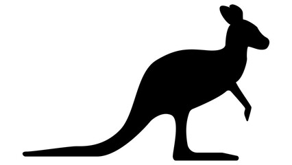 Silhouette of a kangaroo on a white background. Vector icon of a kangaroo for signage, logo, sign and pictogram uses.