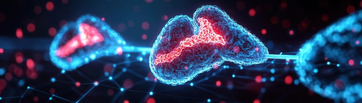 Digital display of thyroid and pituitary glands, representing how hormone imbalances are linked to metabolism