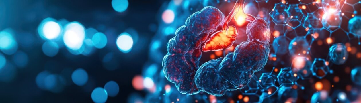 Digital display of thyroid and pituitary glands, representing how hormone imbalances are linked to metabolism