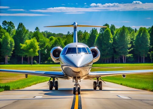 Business Jet Taxiing at Raleigh-Durham International Airport on a Sunny Day