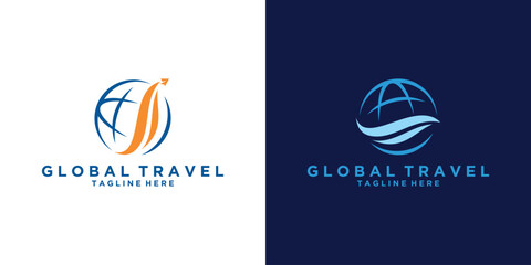 global travel logo design,holiday,destination,flight,vector logo design,symbol,icon,creative idea. © Mas_W