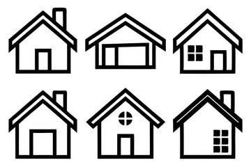 House Outline Vector Set, Home icon vector bundle, House symbol. Vector illustration	
