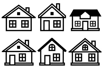 House Outline Vector Set, Home icon vector bundle, House symbol. Vector illustration	
