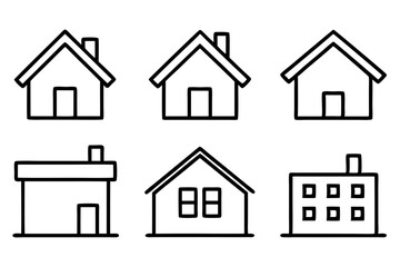 House Outline Vector Set, Home icon vector bundle, House symbol. Vector illustration	
