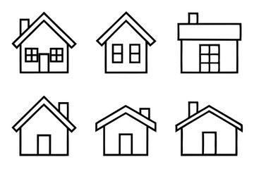 House Outline Vector Set, Home icon vector bundle, House symbol. Vector illustration	
