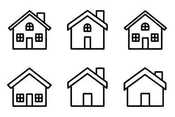 House Outline Vector Set, Home icon vector bundle, House symbol. Vector illustration	

