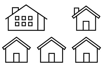 House Outline Vector Set, Home icon vector bundle, House symbol. Vector illustration	

