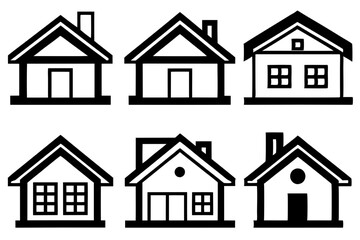 House Outline Vector Set, Home icon vector bundle, House symbol. Vector illustration	
