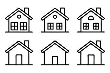 House Outline Vector Set, Home icon vector bundle, House symbol. Vector illustration	
