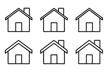 House Outline Vector Set, Home icon vector bundle, House symbol. Vector illustration	
