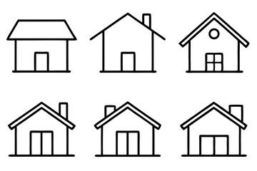 House Outline Vector Set, Home icon vector bundle, House symbol. Vector illustration	
