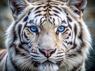 Obraz premium Captivating Close-Up of a White Tiger's Majestic Head - Stunning Wildlife Imagery for Nature Lovers