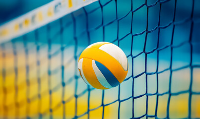 Dynamic Volleyball Action with Neon Lights and Abstract Geometric Patterns for Futuristic Sports Branding