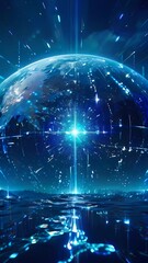 Obraz premium ビジネス広告背景 テクノロジーネットワークイメージ青の背景